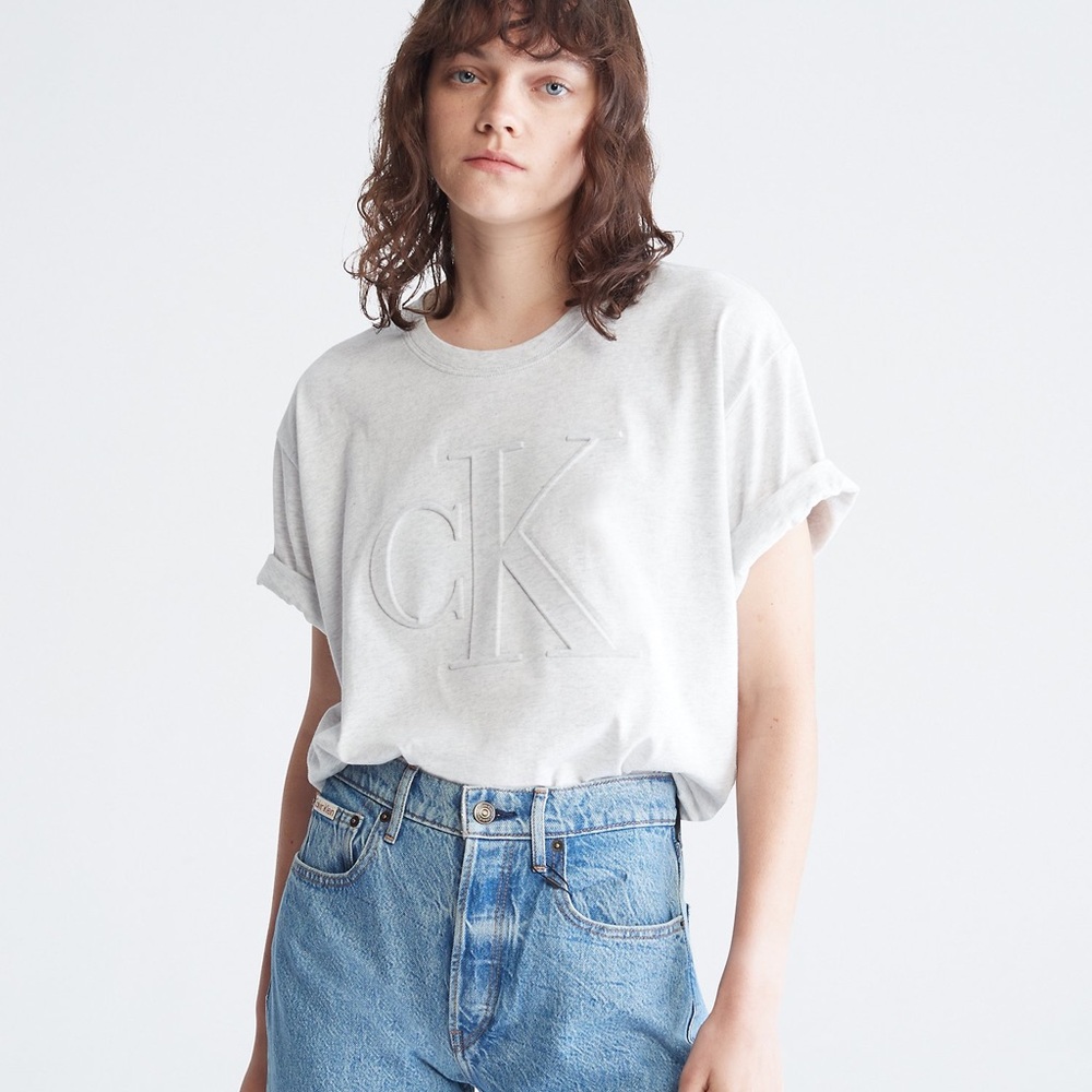 Calvin Klein | Women’s Crop Embroidered CK White Tee